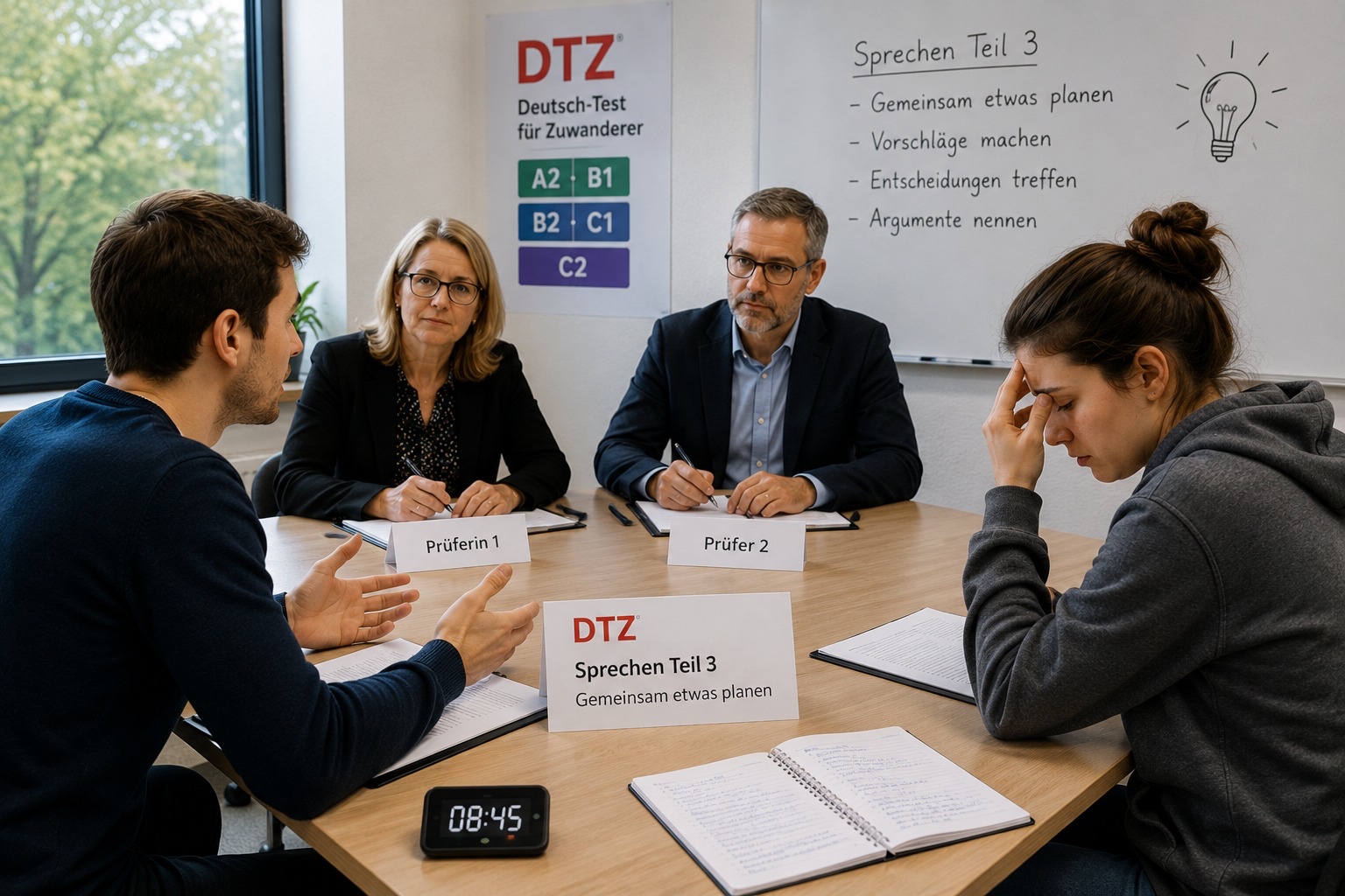 Wie besteht man den Dialog A2–B1 DTZ, wenn der Partner schwach ist?