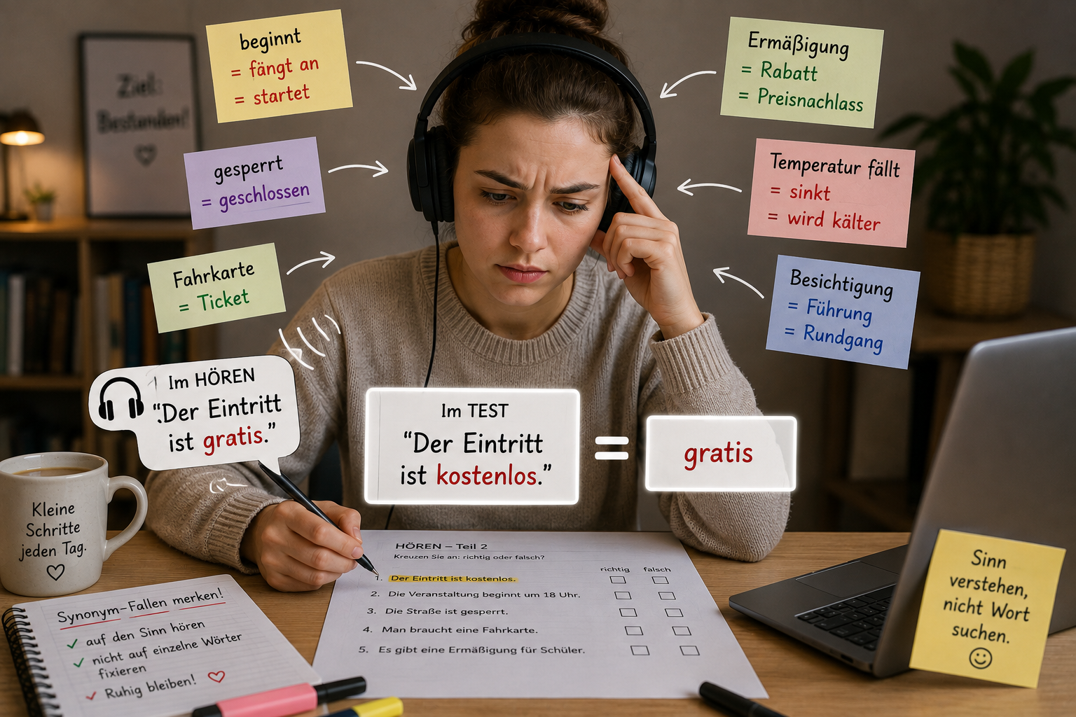 Synonym-Fallen im Hören: Tipps für die Deutsch-Prüfung