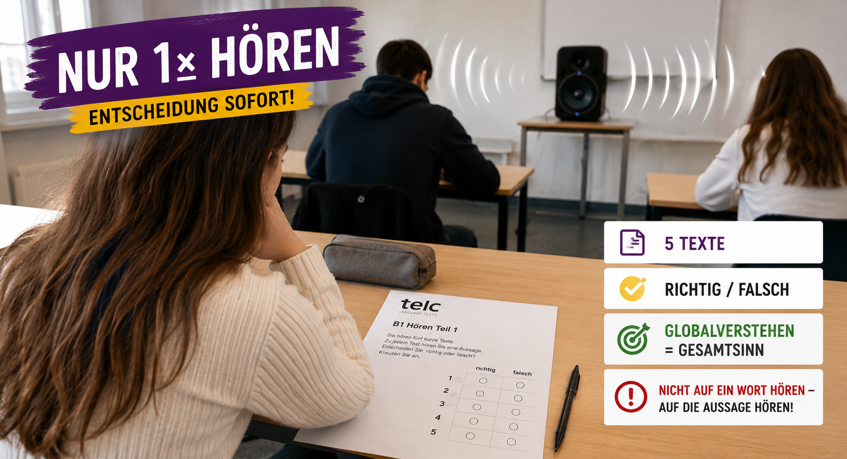 telc B1 Hören Teil 1: Aufbau, Bewertung und typische Fehler