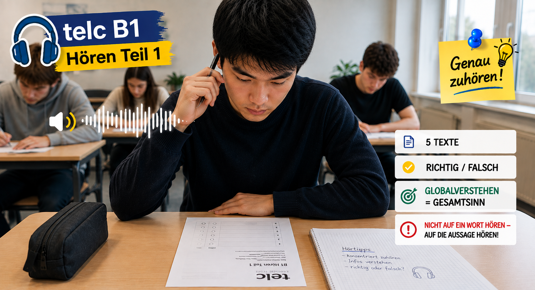 telc B1 Hören Teil 3: Die richtige Strategie und alle typischen Fallen