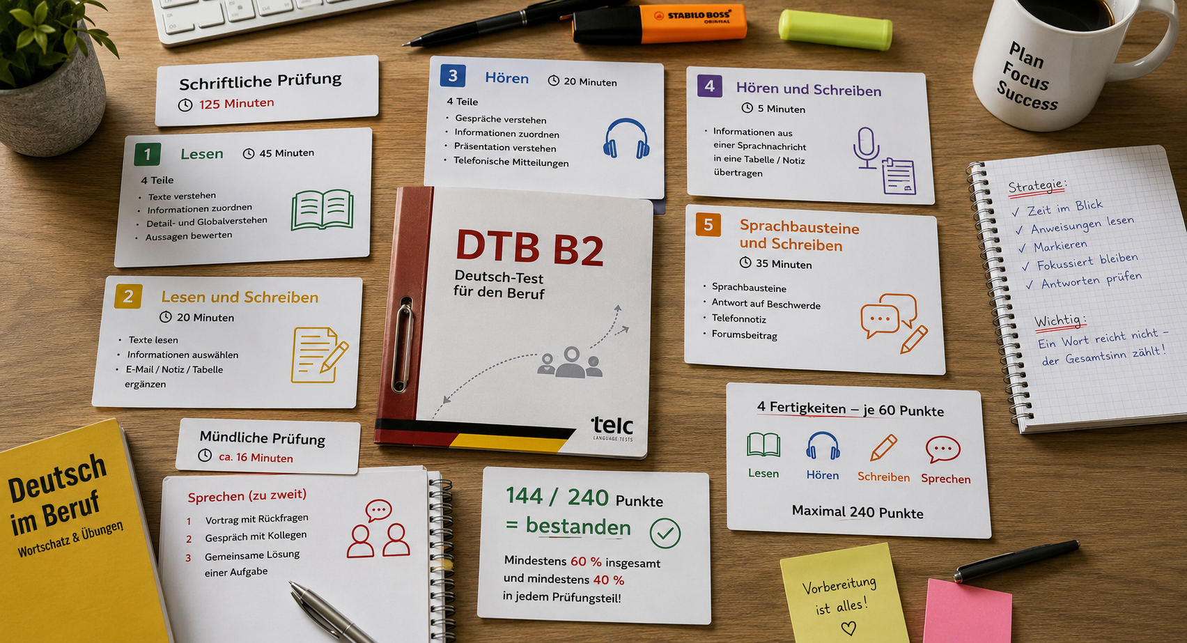 Deutsch B2 Beruf: Prüfungsformat, Aufgaben und Bewertung
