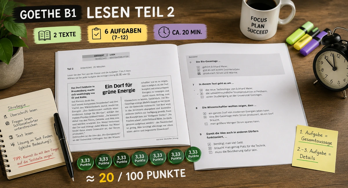 Goethe B1 Lesen Teil 2: Aufbau, Bewertung und typische Fehler