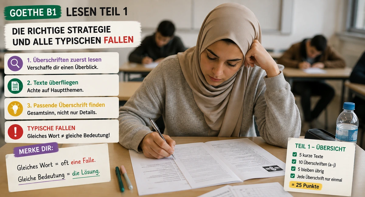 Goethe B1 Lesen Teil 1: Die richtige Strategie und typische Fallen