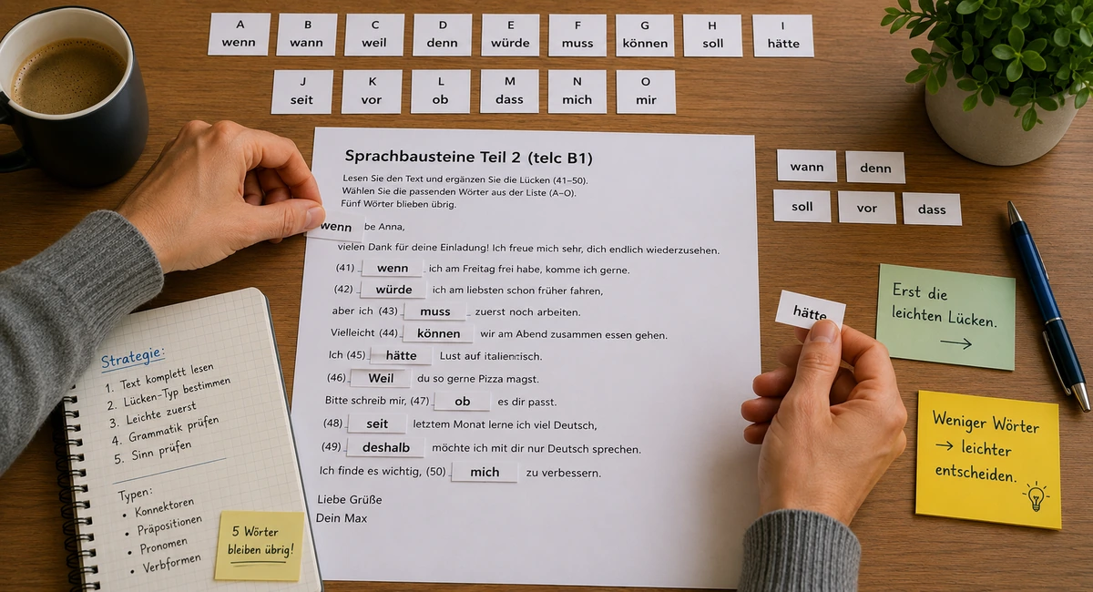 Alle Grammatik, Fallen und Tipps für Sprachbausteine Teil 2 (telc B1)