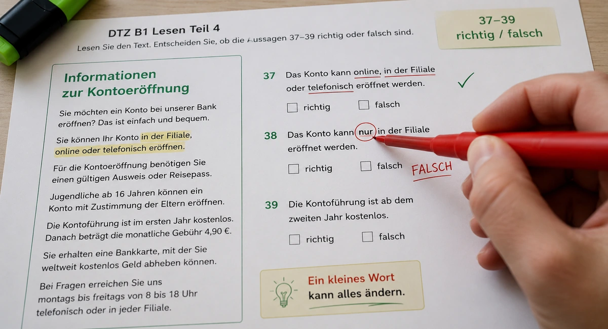 DTZ B1 Lesen Teil 4: Alle Fallen und Tricks einfach erklärt