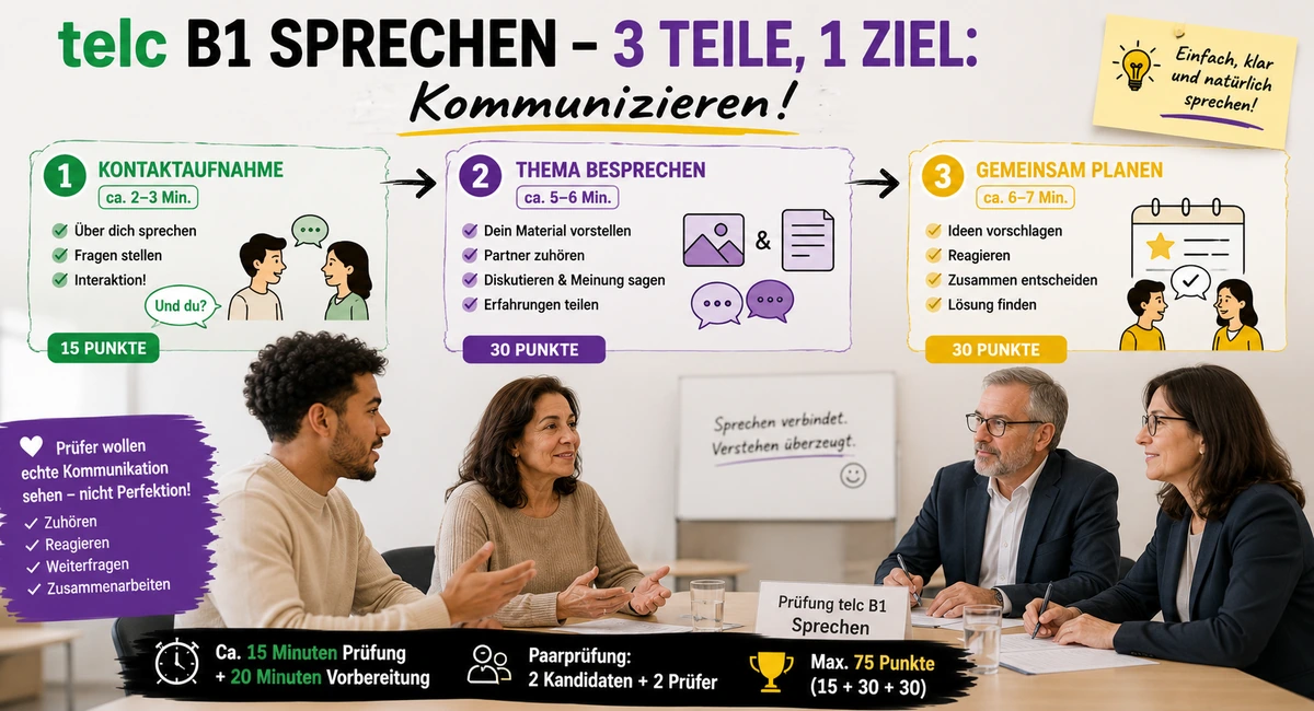telc B1 Sprechen: Aufbau, Tipps und Beispiele