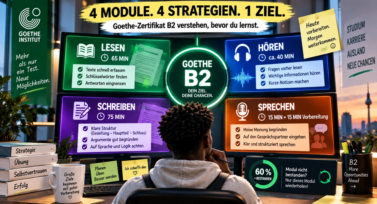 Goethe B2: Prüfungsaufbau, Aufgaben und Tipps
