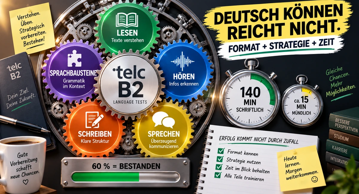 Telc B2 Deutsch: Prüfungsaufbau, Aufgaben und Tipps