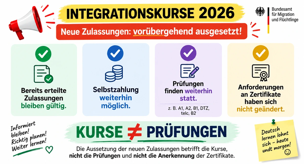 Integrationskurse ausgesetzt!