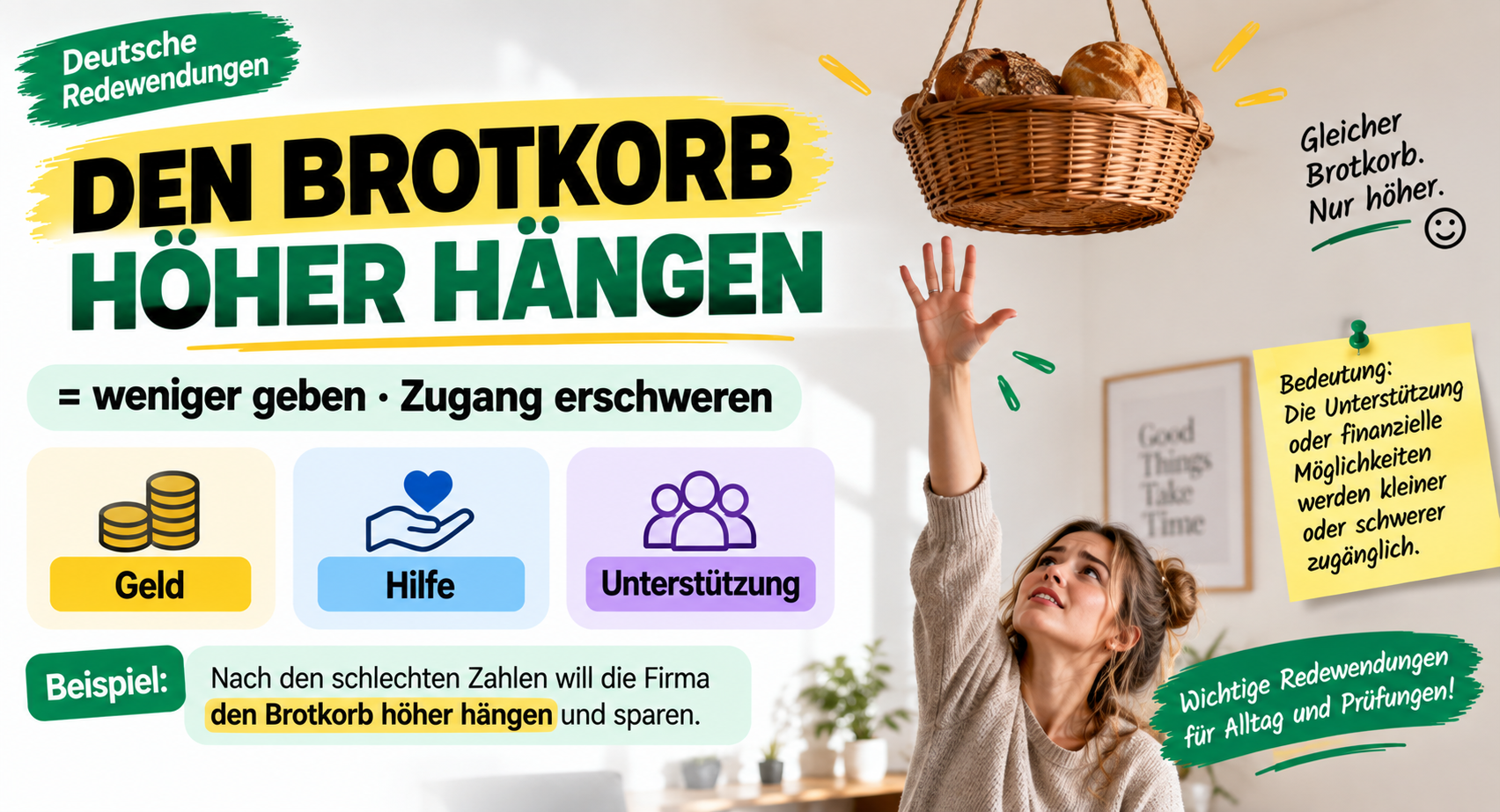 Die Redewendung „den Brotkorb höher hängen“