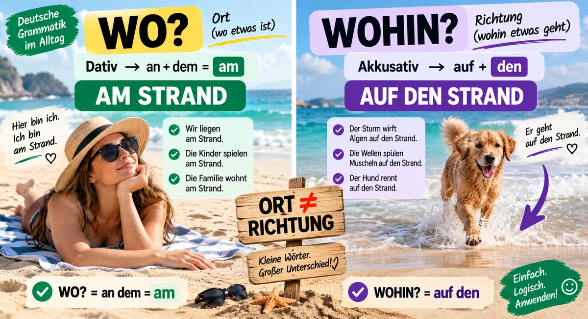 Am Strand oder auf den Strand