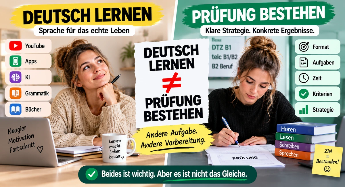 Warum Deutsch zu lernen und sich auf eine Prüfung vorzubereiten zwei große Unterschiede sind.