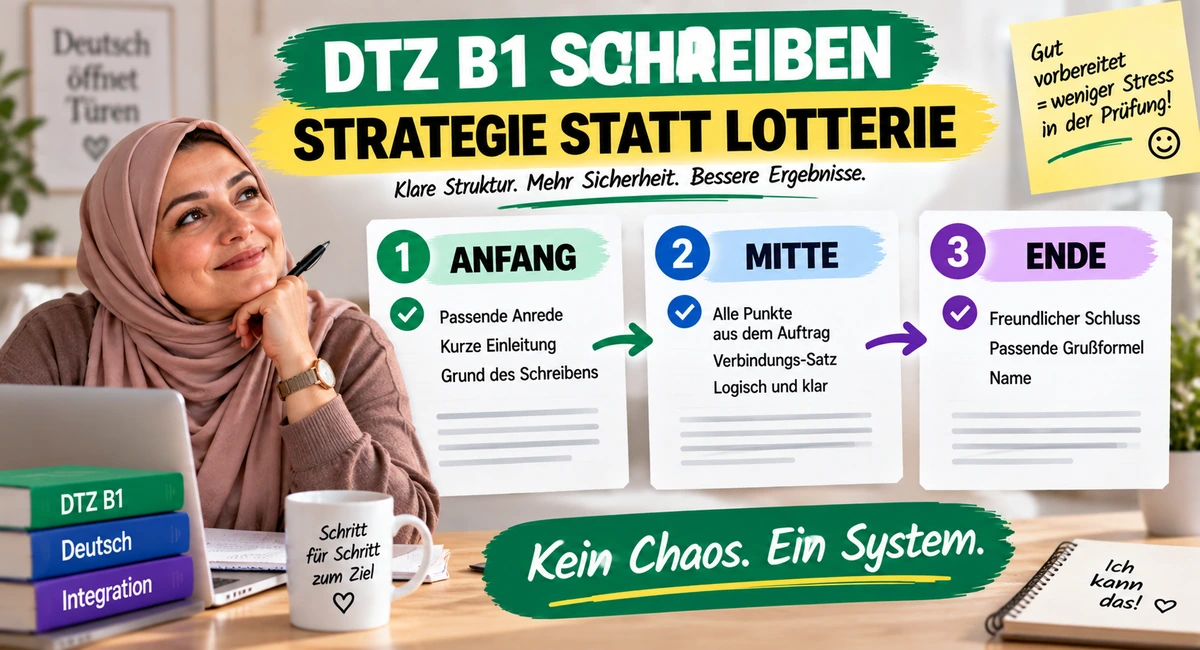 Vorbereitung auf DTZ B1 Schreiben — Strategie statt Lotterie