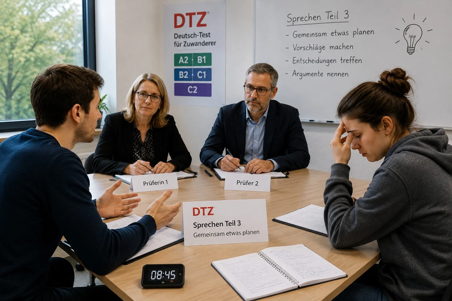 Wie besteht man den Dialog A2–B1 DTZ, wenn der Partner schwach ist?