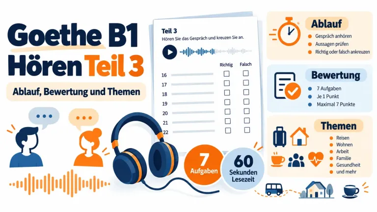 Goethe B1 Hören Teil 3: Ablauf, Bewertung und Themen