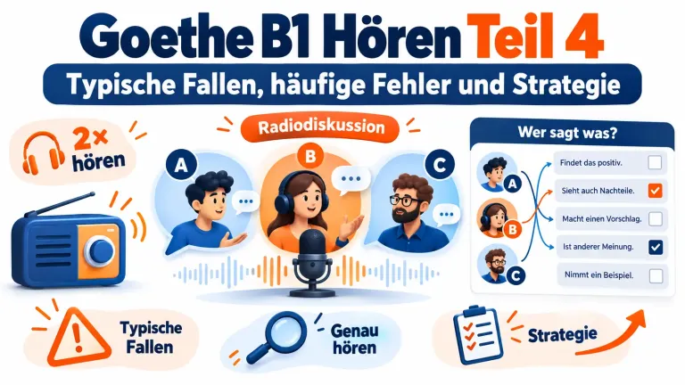 Goethe B1 Hören Teil 4: Typische Fallen, häufige Fehler und Strategie