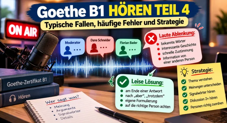 Goethe B1 Hören Teil 4: Typische Fallen, häufige Fehler und Strategie