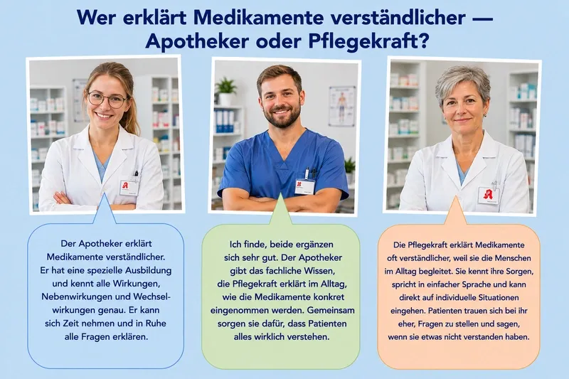 Wer erklärt Medikamente besser, Apotheker oder Pflege?